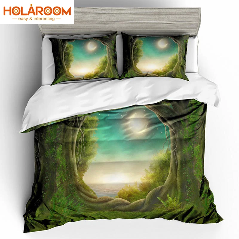 Зеленый лес постельного белья для посадки деревьев узор постельное белье