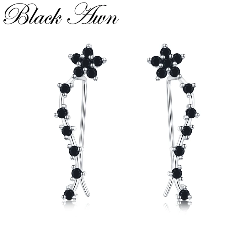 

[BLACK AWN]Silver Color Fashion Jewelry Engagement Drop Earrings for Women Flower Boucles d'oreilles I036