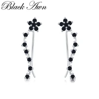 black awnsilver color fashion jewelry engagement drop earrings for women flower boucles doreilles i036