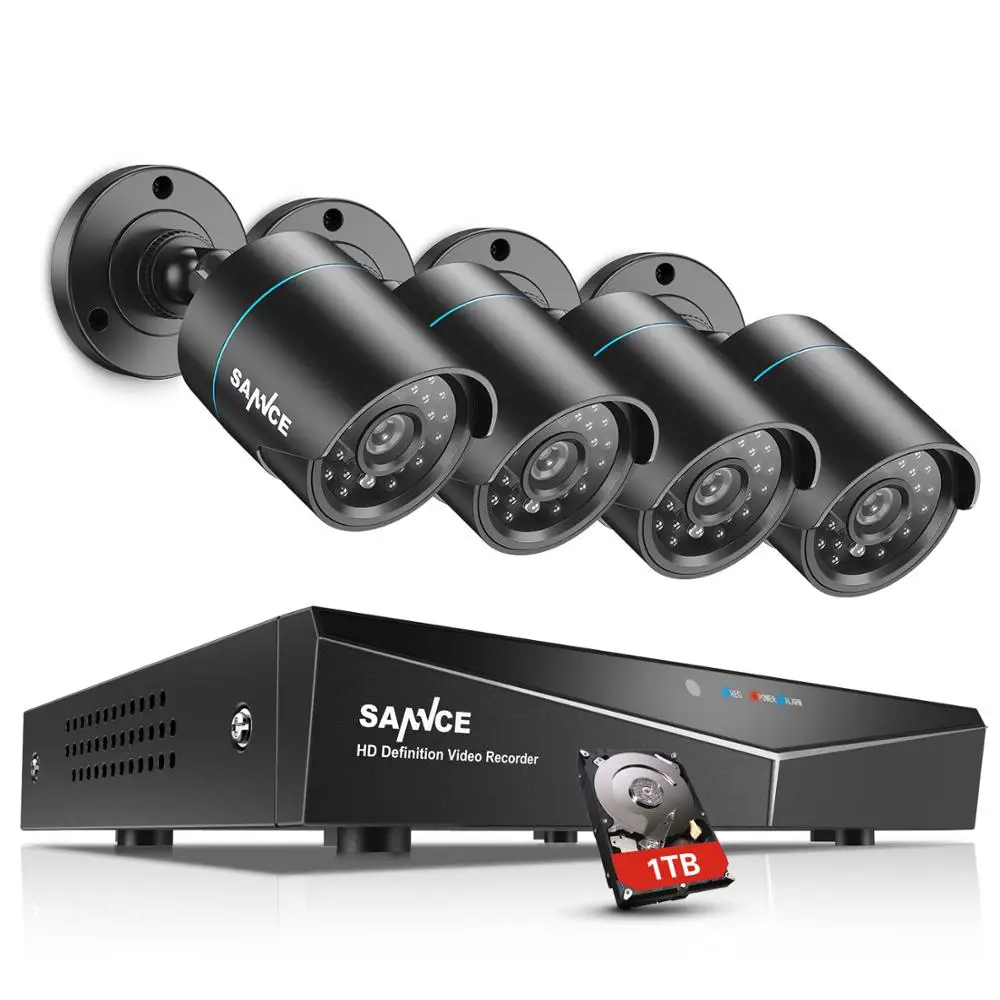 SANNCE 4CH DVR CCTV система 2/4 шт 720P TVI IR камера ночного видения для дома и улицы, комплект видеонаблюдения 1 ТБ