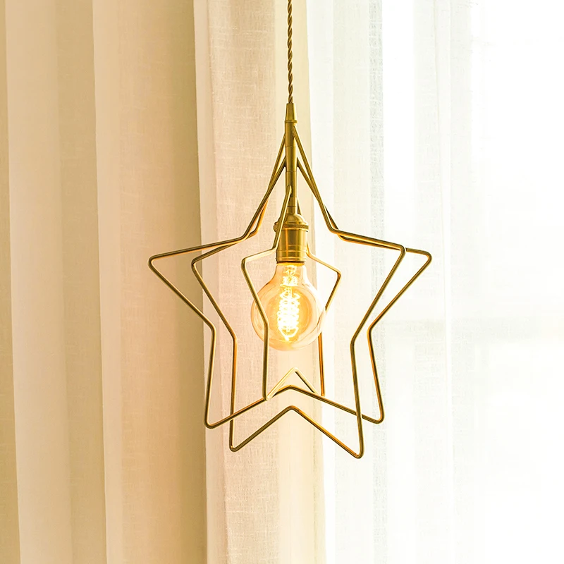 Винтажная Подвесная лампа EL в виде звезд латунный современный светодиодный