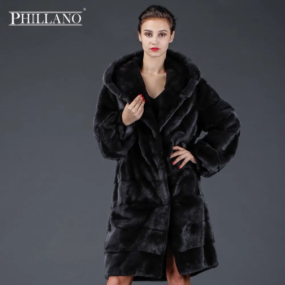PHILLANO Класический Фосон С Капюшоном, Женская Куртка Меховая из Норки, Шубы Из Меха Норки Скандинавия Дания, Премиум Элегантная Шикарная Натуральная Норковая Шуба Для Женщины YG13066P-100