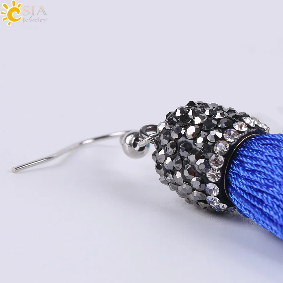 Женские массивные серьги с бахромой CSJA розовые хаки фиолетовые черные