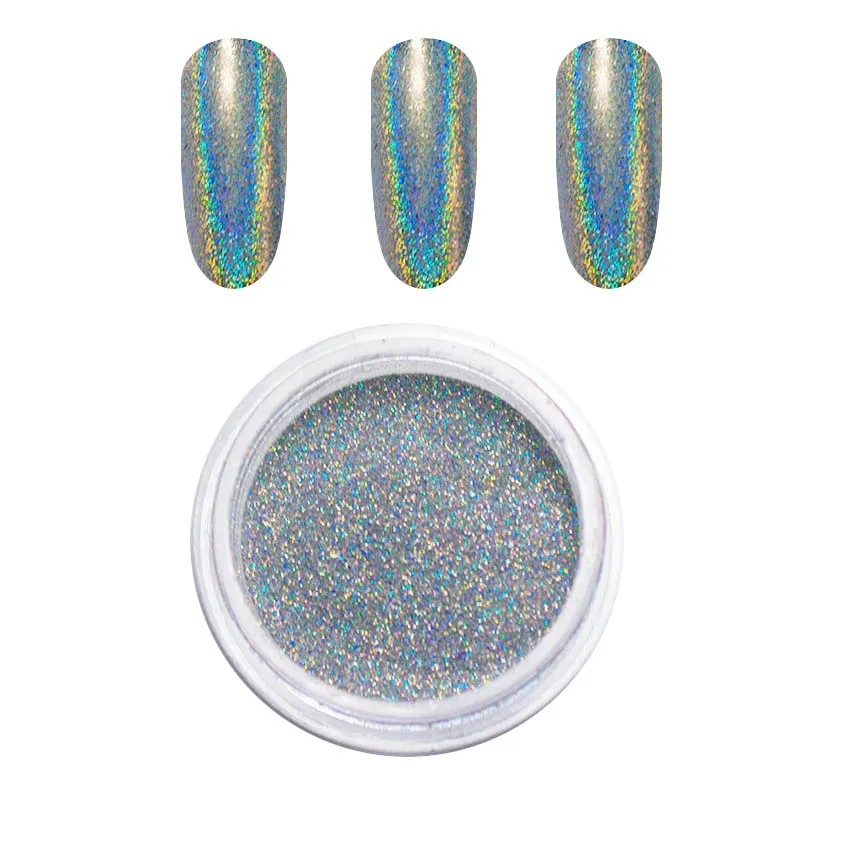 Голографическая Радуга лазерный ногтей Порошковая голографическая серебристый