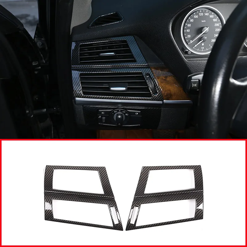 

2pcs Carbon Fiber Style ABS Plastic For BMW X5 X6 E70 E71 2008-2013 Car Front Side Air Conditioning Vent Frame Trim Accessories