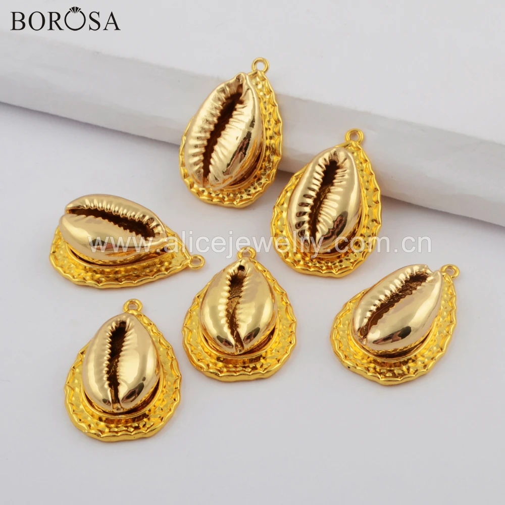 BOROSA 10 шт. КАПЛЕВИДНАЯ капля полностью покрытая золотом натуральный Каури