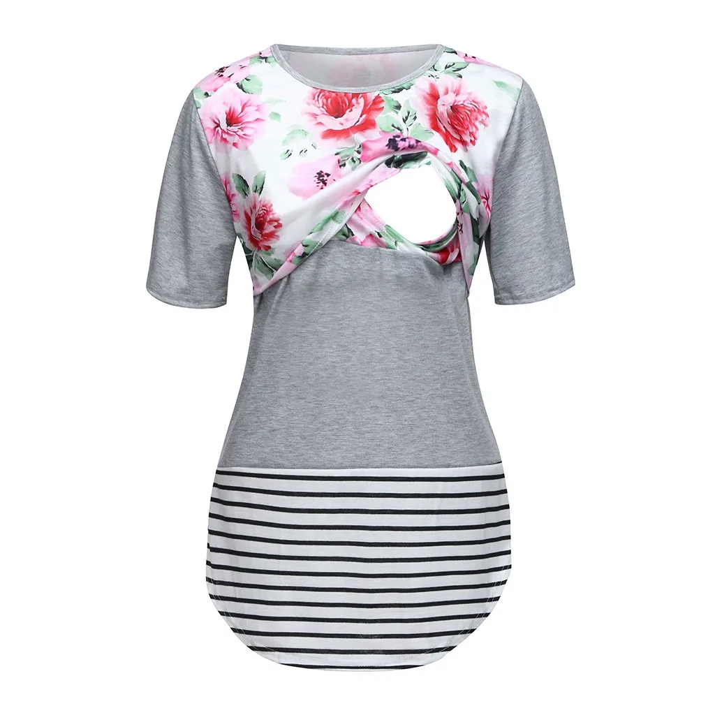  Women Maternity Mom Nursing Baby Floral T-shirt Pregnancy Breastfeeding Tops Ropa Para Embarazada | Мать и ребенок