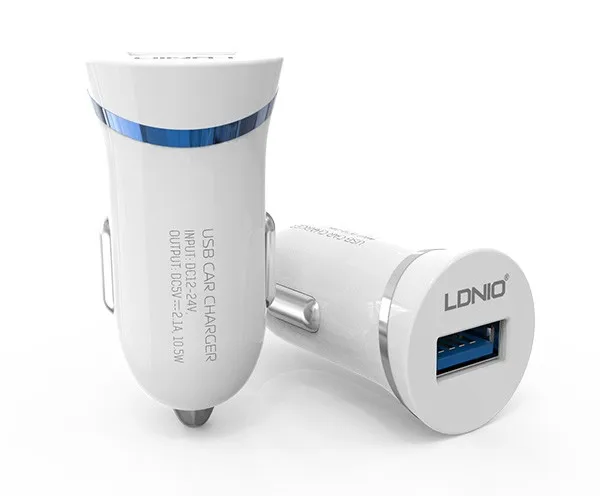 LDNIO DL-C12 высокое качество 5 V 2.1A aвтомобильное зарядное устройство с одним USB автомобиля Зарядное устройство с данными и кабель для зарядки