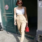 Брюки-карго женские летние камуфляжные с высокой талией