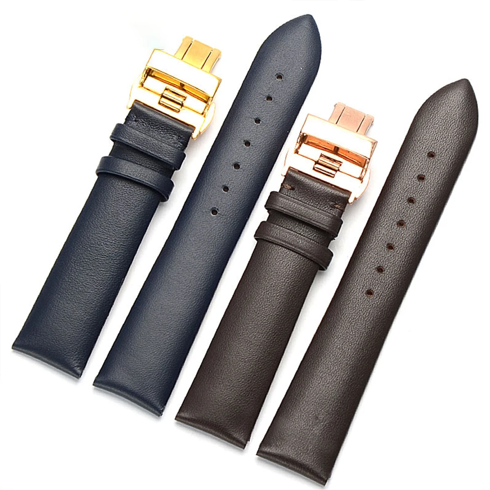

18mm 20mm 22mm Genuine Leather Watchband Butterfly Buckle Black Brown Blue For AR Watch AR2447 AR1674 AR0382 AR11011 Man +Tool