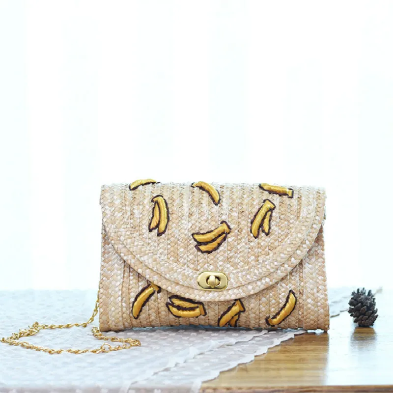 Handmade Natural Straw Weave Cherry Embroidery Totes Quality Vacation Woman Bag Hawaii Holiday Style Lady Lovely Flower Handbag | Багаж и