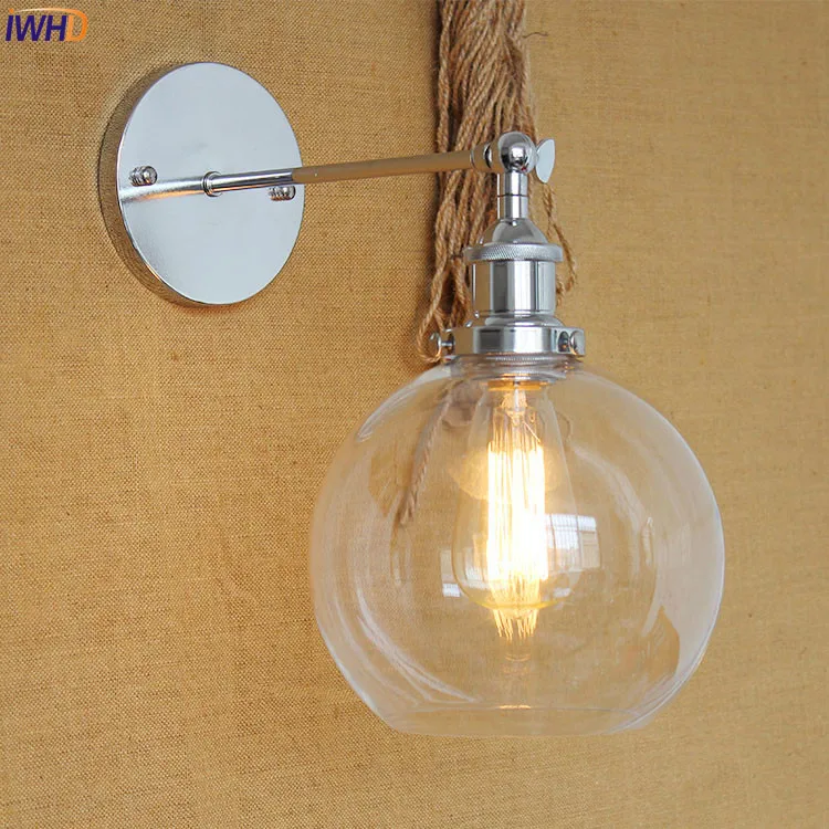 IWHD Ретро винтажная настенная лампа для гостиной лампен белый стеклянный шар