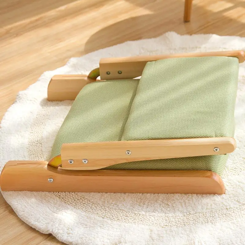 Японский стул для татами подушки табурет из цельного дерева задний складной