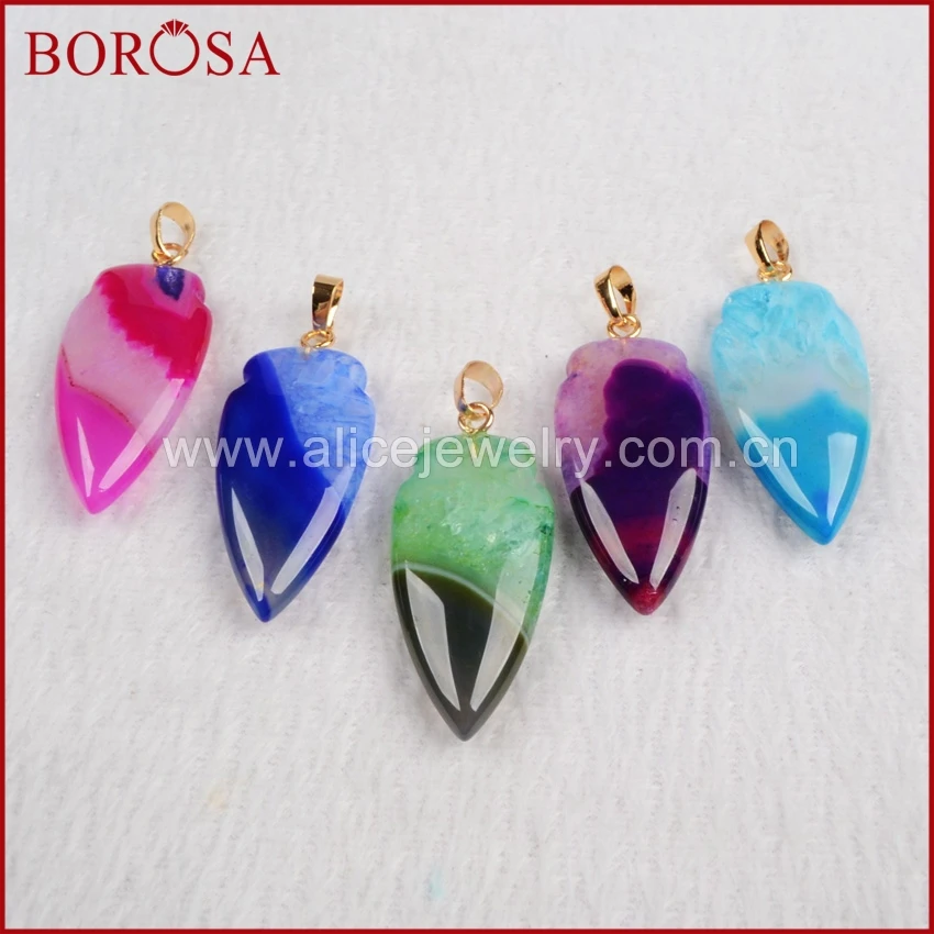 BOROSA 1 шт. наконечник из полированного радужного оникса кристалл Druzy Geode кулон