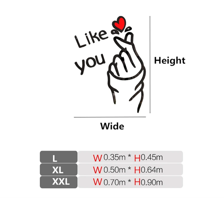 Палец сердце 3D акриловые Стикеры для прихожей гардеробная переключатель