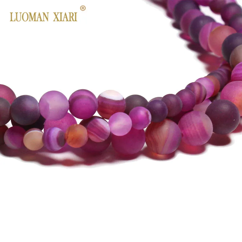 Wholesale Natural Dull Polish Stripe Agat Matte Round Stone Beads For Jewelry Making DIY Bracelet Material 6/8/10mm Strand 15'' |