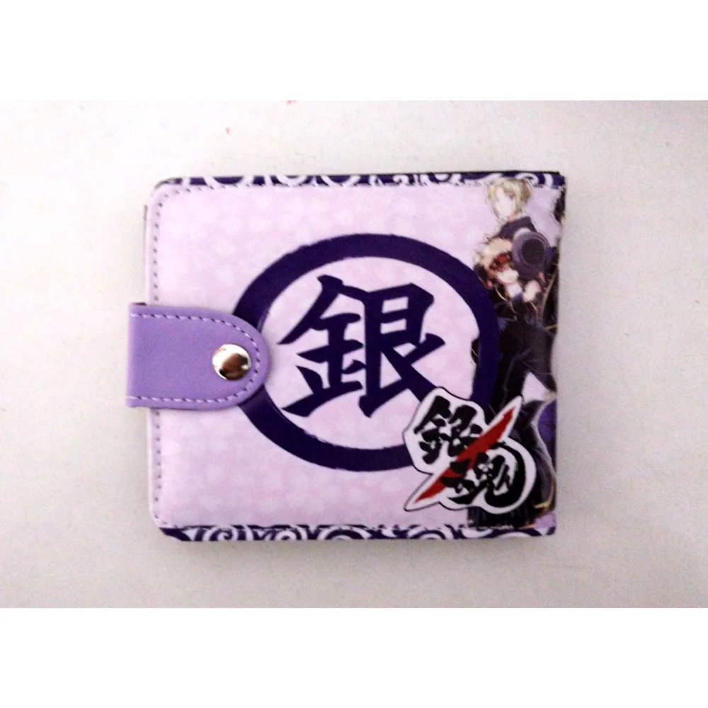 Аниме гинтама Саката гинтоки ПУ короткий бумажник на кнопке/кошелек с твердой