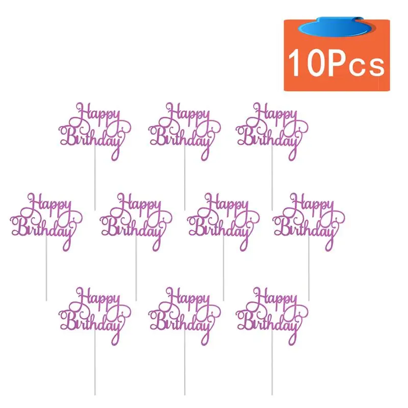 10 шт. с днем рождения Блестящий Топпер для торта Креативные украшения десертов