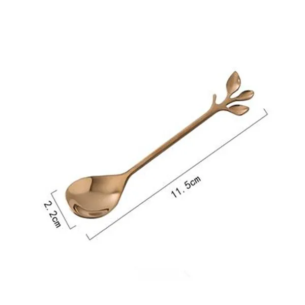 spoon 3 Creative Stainless Steel Fork Spoon Leaf Shape Handle Coffee Cake Dessert Ice Cream Forks Spoons Glossy Household Tableware 1pcs - Цвет: spoon 3
