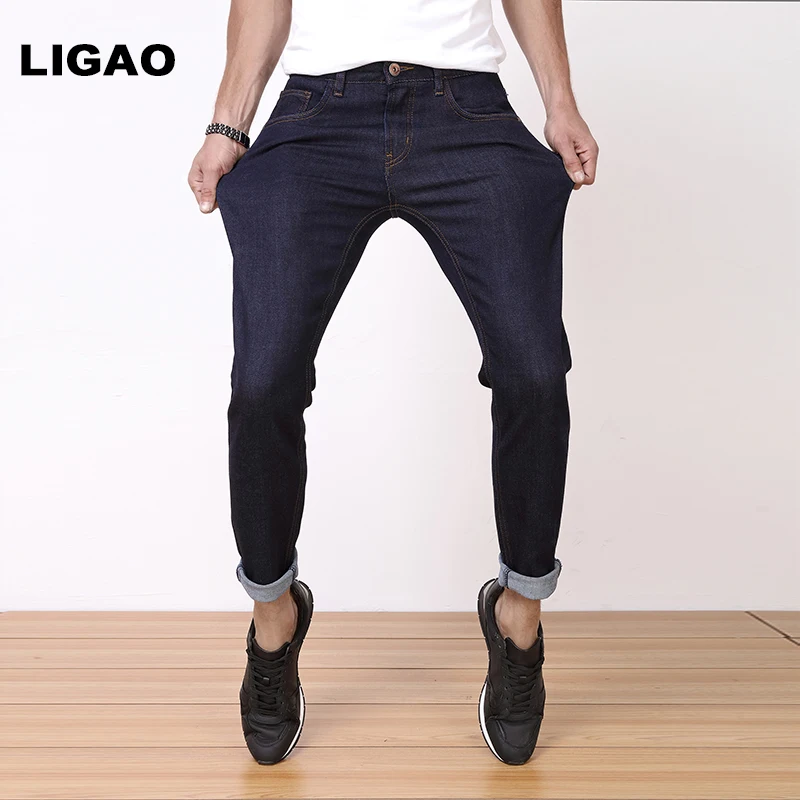 LIGAO Для мужчин джинсы 2018 для отдыха простые Стиль тонкий мягкий Упругие прямой