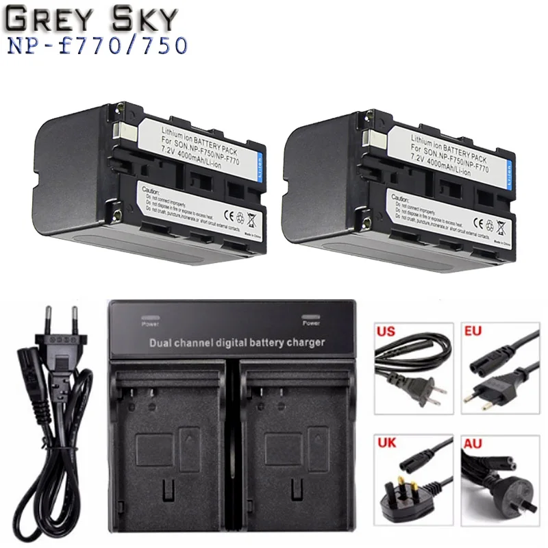 2 шт. 4000 мАч NP-F770 NP-F750 NP F770 NP F750 750 батареи+ Ультра быстрый ЖК двойной зарядное устройство комплекты для sony CCD-RV100 DCR-TRU47E