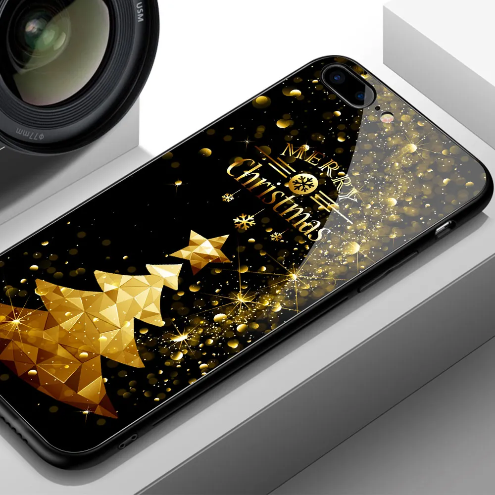 Finder чехол для iPhone 7 Рождество защитное стекло задняя крышка с Рождеством Христовым чехол для iPhone 6 6s 7 8 плюс XS Max XR X - Цвет: Черный