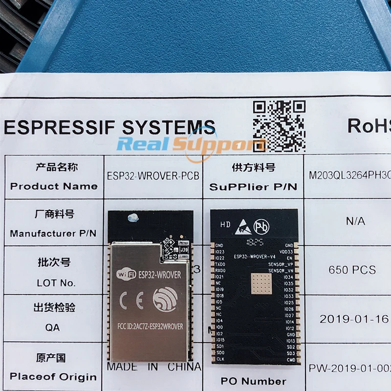 100 шт. ESP32 WROVER SMD модуль PCB Встроенная антенна D0WDQ6 WiFi беспроводной с 4 Мб флэш памяти
