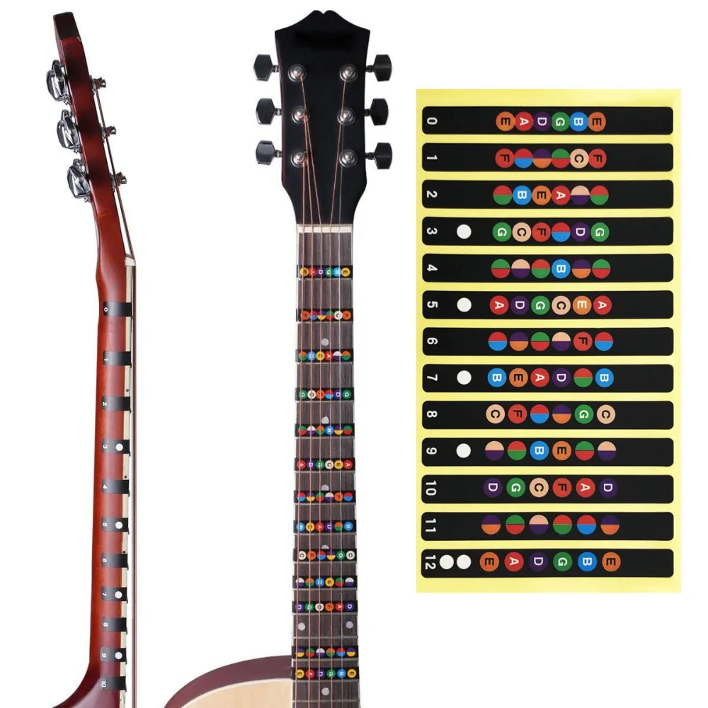 Опт 50 шт. наклейки для гитары с грифелем кодовой картой обучения аксессуары