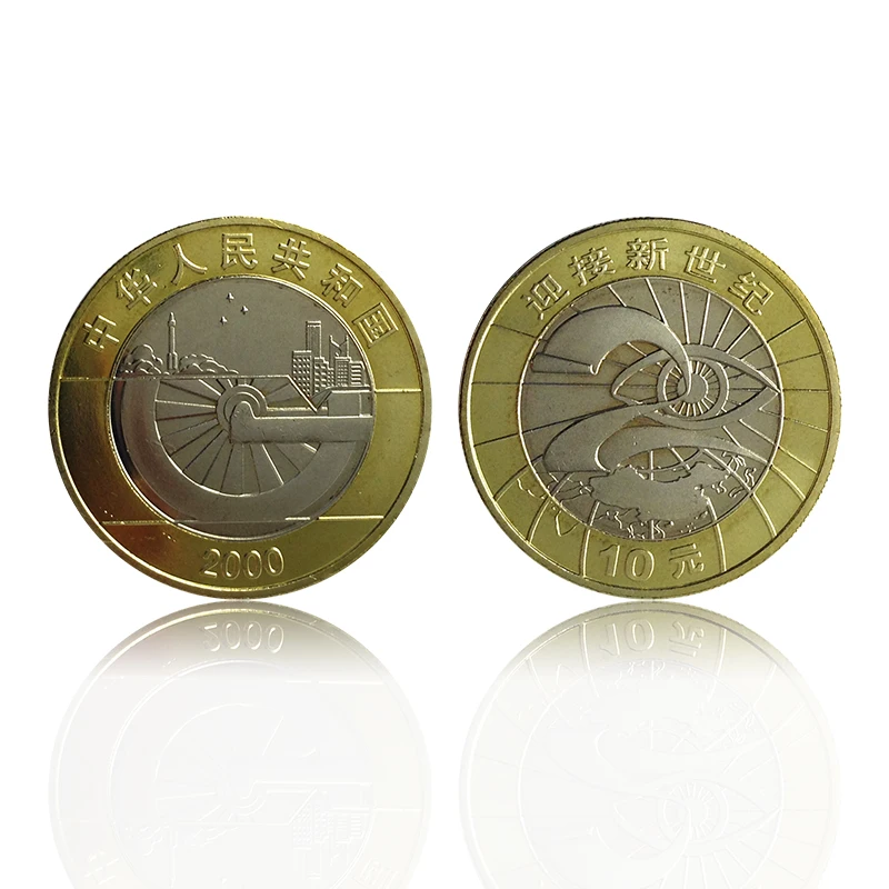 25 5 мм Millennium China 2000 памятная биометаллическая монета 10 юаней|yuan|yuan coins |