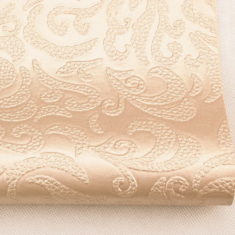 Lychee Life A4 Embossed Stripe Printed Faux Leather Fabric Floral Synthetic Leather DIY Sewing Material for Handbags