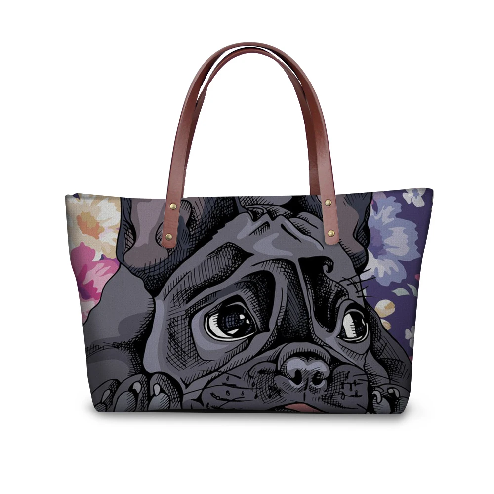 Noisydesigns Women Handbags French Bulldog Pattern Beach Bags for Tote Bag Large Crossbody Female Messenger | Багаж и сумки