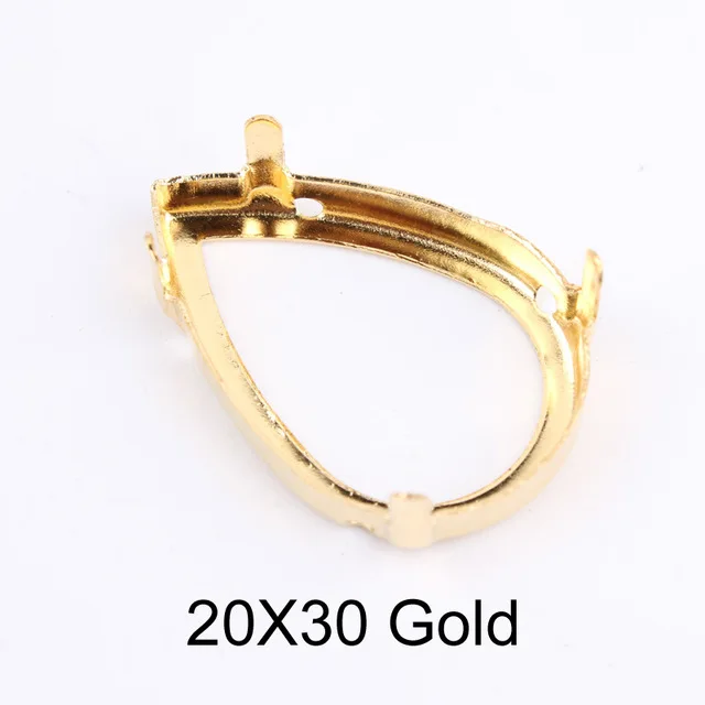 20x30 Gold 20pcs Многоформенная пустая основа установка пришивные стразы граненый Кристалл Капля воды золото/серебро пустой коготь для одежды аксессуары - Цвет: 20x30 Gold 20pcs