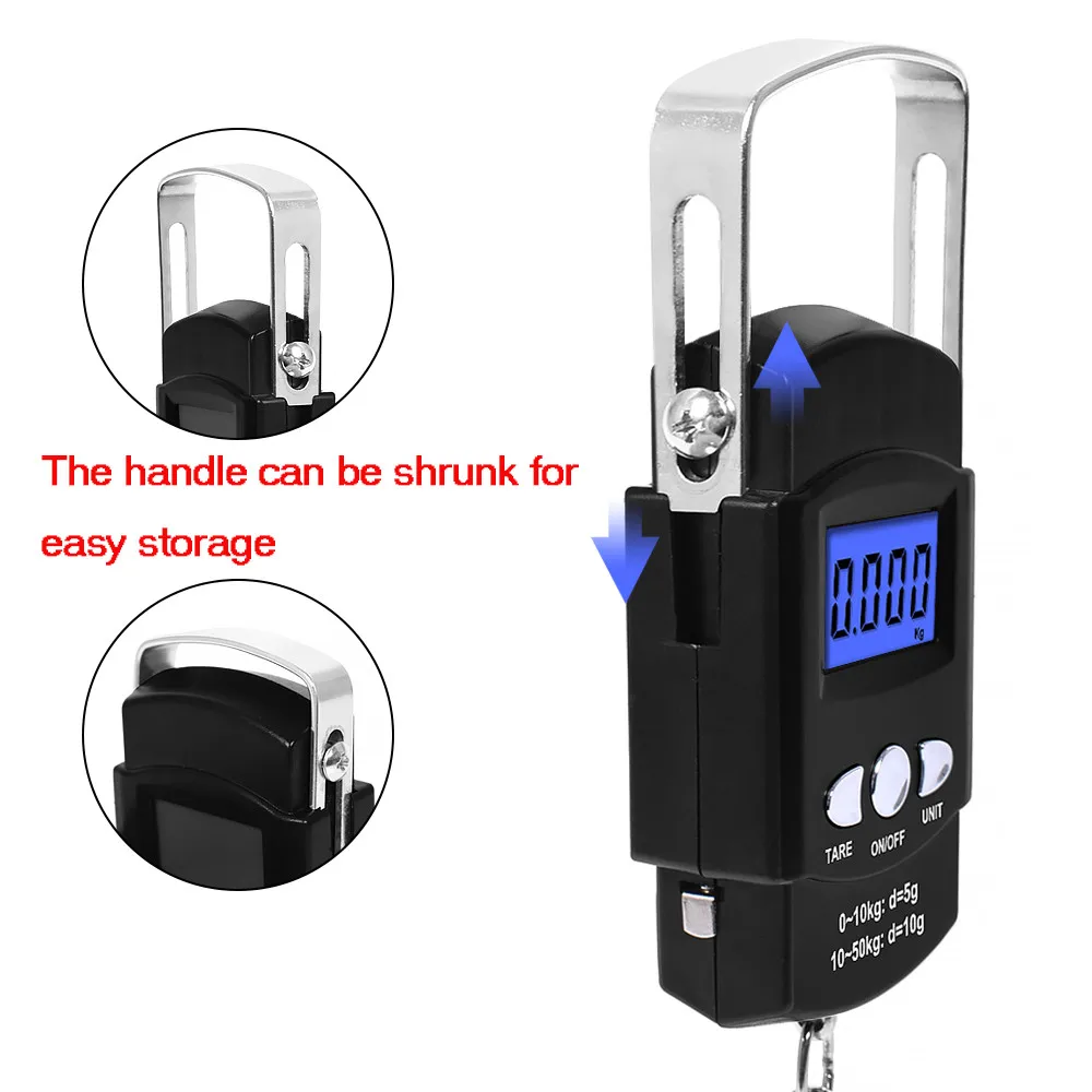 Toolour 50 кг x 10 г, портативные цифровые весы для багажа, для путешествий, рыбалки, взвешивания, электронный крючок, весы для двора, весы, инструменты для взвешивания