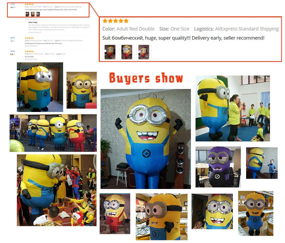 Men Women Inflatable Minion Costume Halloween Party Costumes Despicable Me Mascot Costume Minion Cosplay Clothing for Carnival