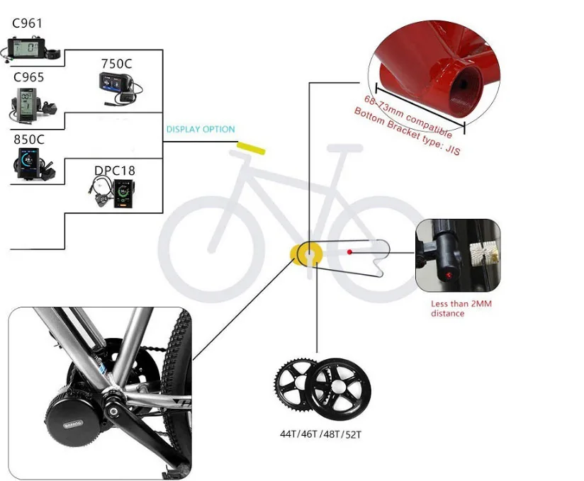 Bafang BBS01 BBS02 48V 750 Вт середине приводной двигатель 8fun велосипедные шлемы для переделки электрического велосипеда Наборы C961 Дисплей
