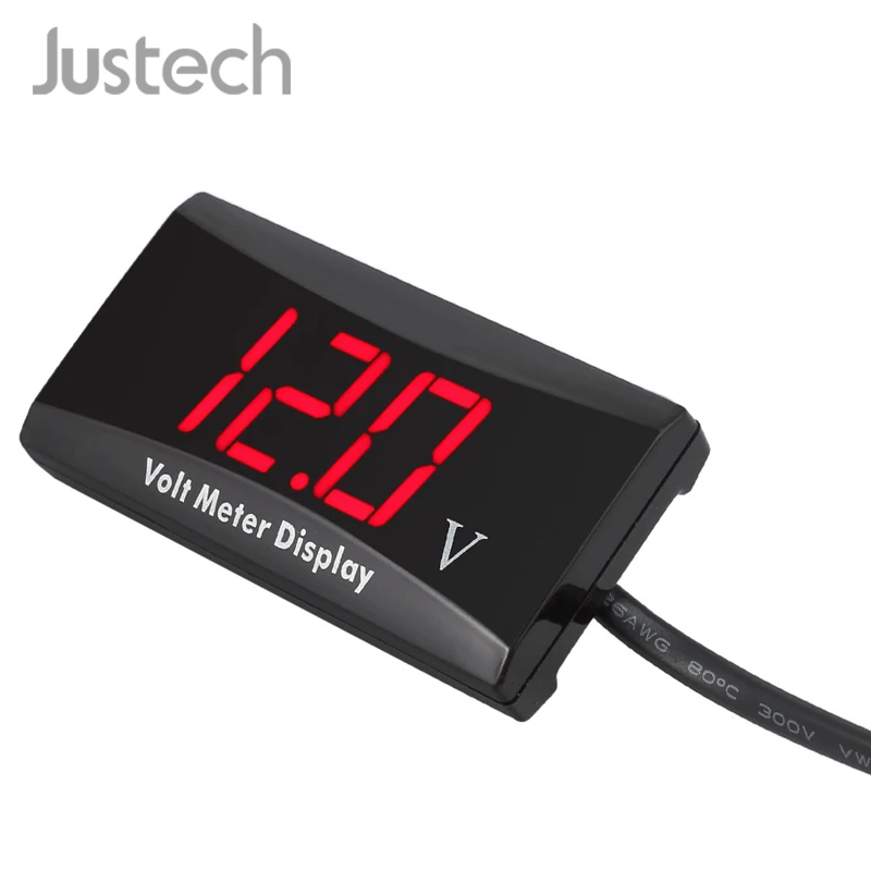 Justech 12 V Автомобиль Мотоцикл вольтметр синий Водонепроницаемый