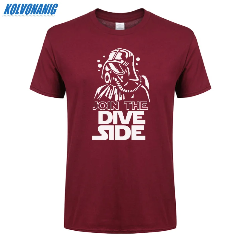 Футболка с забавным принтом JOIN THE DIVE SIDE DARK подводный принт Хлопковая мужская одежда с коротким рукавом и круглым вырезом брендовая футболка размера плюс - Цвет: Red wine 01