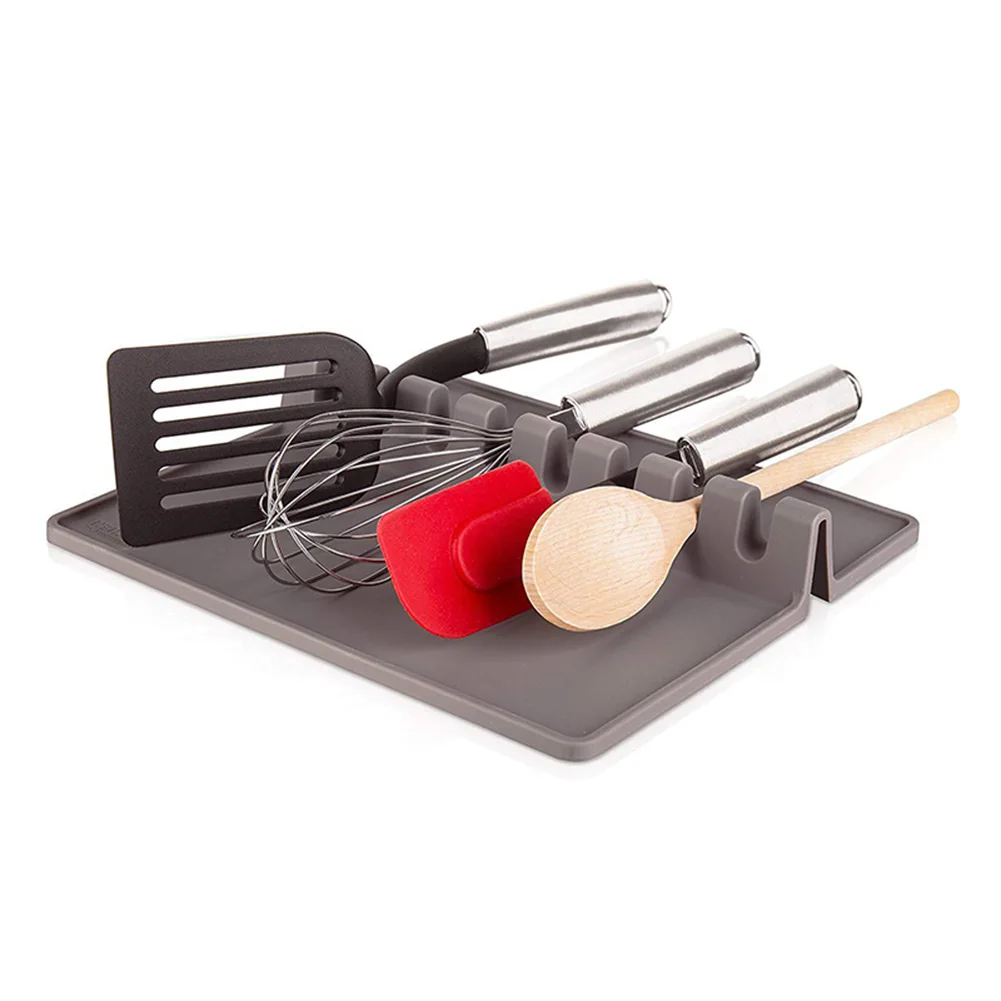Silicone Kitchen Utensil Spoon Holder Rack Fork Organizer Utensil Rest Pad Kitchen Gadget Benna per pala HTQ99