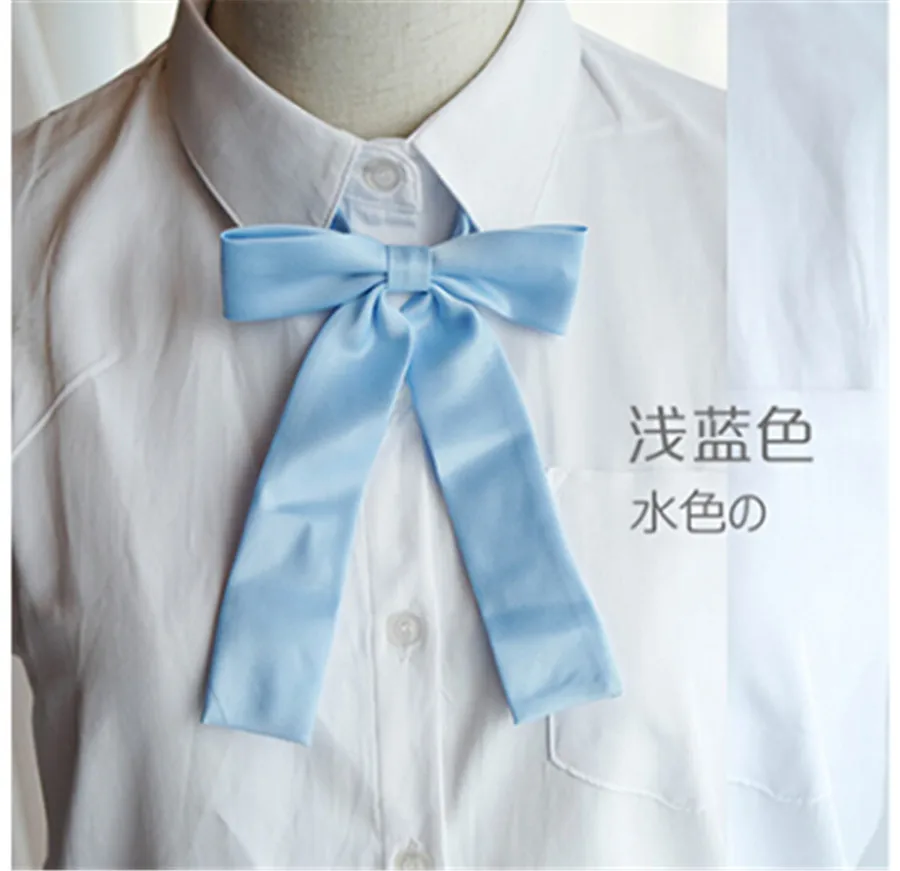 Blue Каваи женский сплошной цвет японская школьная форма для девочек JK длинный галстук бабочка студентов галстук Косплей Лолита Gravata Borboleta - Цвет: Blue