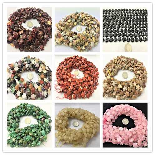 

15mm,20mm flower Shape Natural stone Beads:Jades Quartzs Aventurine Flourite Mookaite Jaspers Onxys Sodalite Strand 15" For DIY