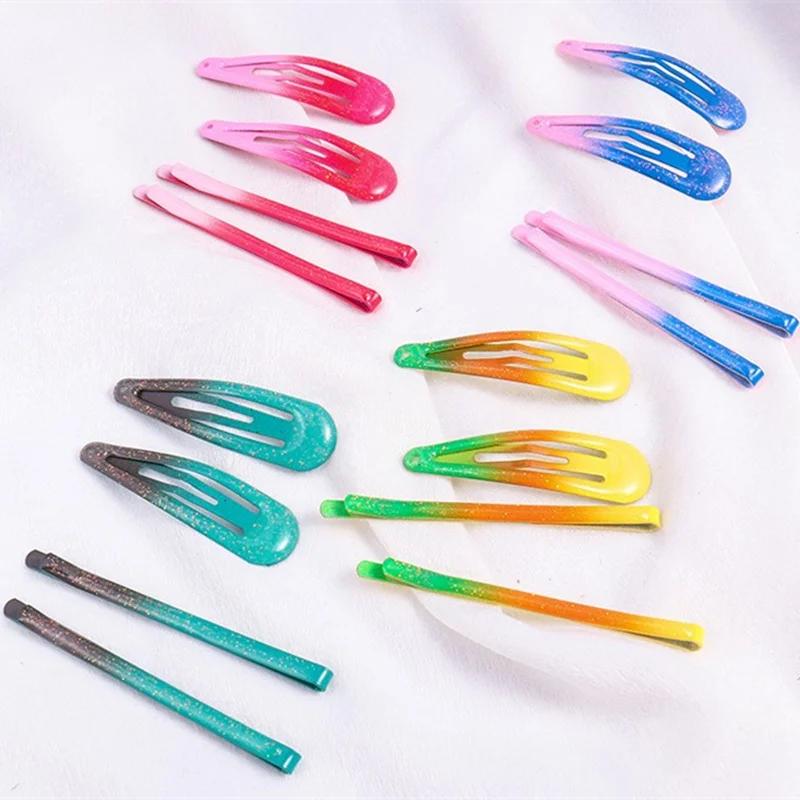 

4PCS/set Glittering Metal Hair Clips Lady Girls Candy Color Hairpins Barrettes Fashion Women Hair Grips Accessories