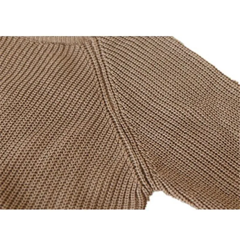 2019 осень и зима Новый Круглый Вырез Свободный Однотонный свитер с длинными