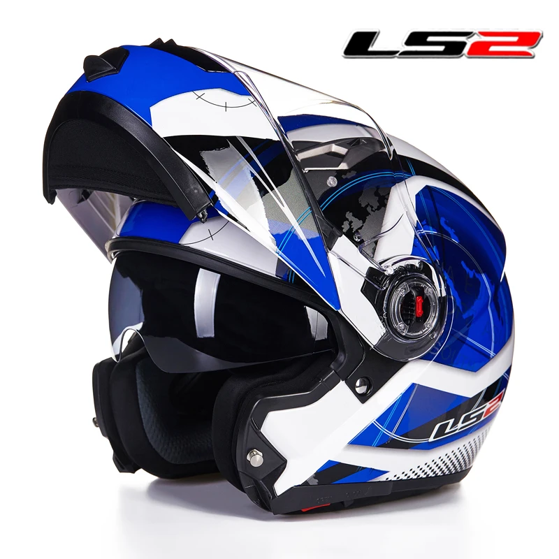 LS2 moto rcycle шлем флип-ап гоночный Мото шлем анфас двойной объектив козырек capacetes de moto ciclista FF370 casco