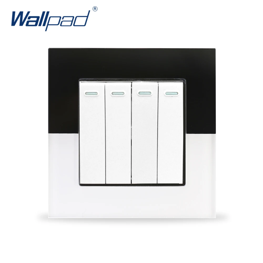 4 банды сброс Wallpad Кристалл Стекло 110в 250в 110В 240В Роскошная стеклянная панель