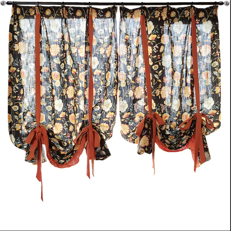 Кухонные Короткие шторы XYZLS в американском стиле римские с цветочным принтом