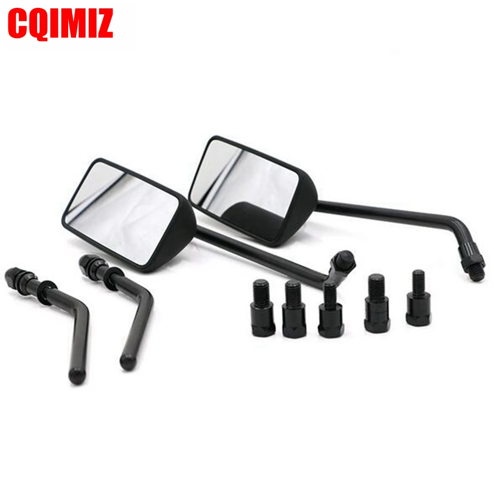 1 Pair Universal Square Black Motorcycle Rear View Mirrors Side Mirror For Harley 8mm 10mm Motorbike | Автомобили и мотоциклы