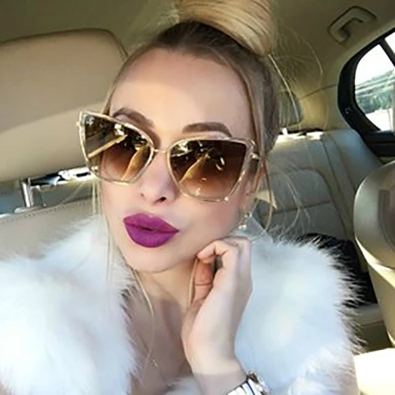 FENCHI sunglasses women cat eye oversize retro sun glasses shades for women Oculos Feminino zonnebril dames