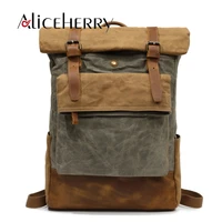 fashion mens multifunction backpack vintage canvas leather school backpack mens travel bags large capacity travel cowhide bag