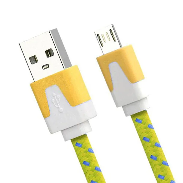 Micro Usb-kabel Opladen type c adapter 3 M Stof gevlochten Platte USB Lader Data Kabel Voor Tablet Mobiel zwart YE12.10 | Электроника