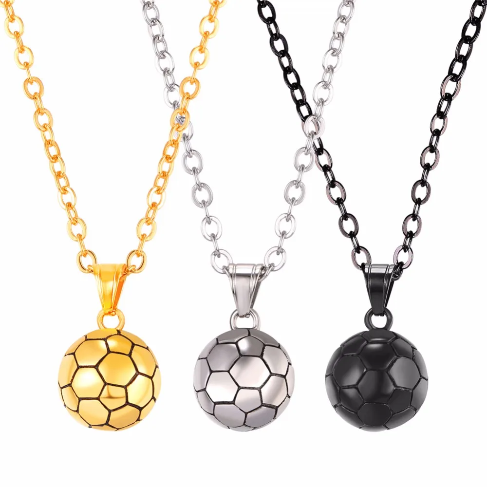 

Richsteel Football Necklace Pendant With Chain Stainless Steel Sport Ball Jewelry Men/Women Sporty Soccer Necklace P7G